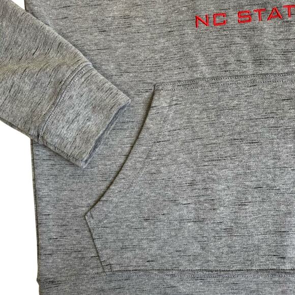 Champion Mens Sz M NC State Wolfpack Sweatshirt Hoodie Heathered Grey Red Logo - Picture 4 of 16